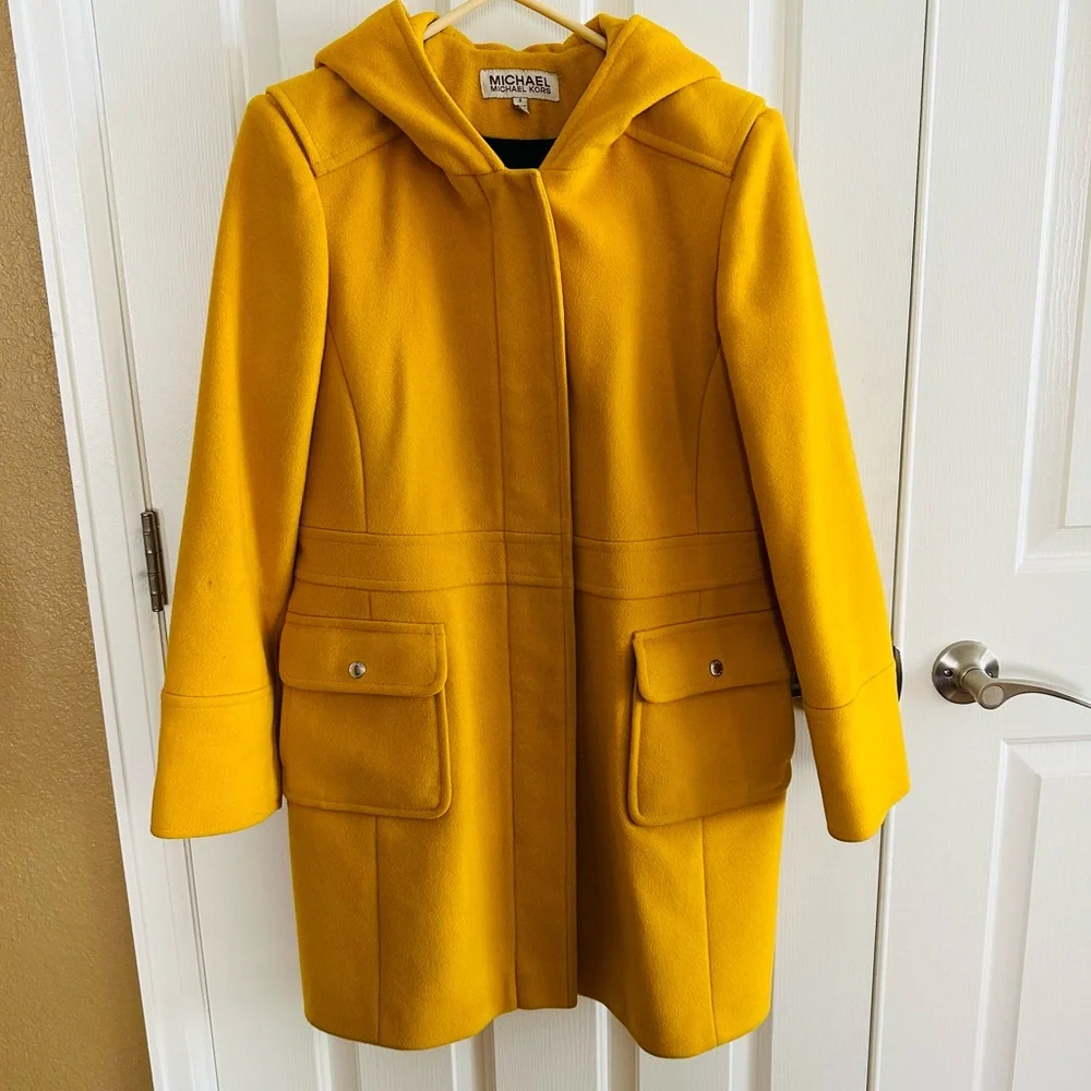Michael Kors Yellow Pea Coat Vintage Women's Size 8